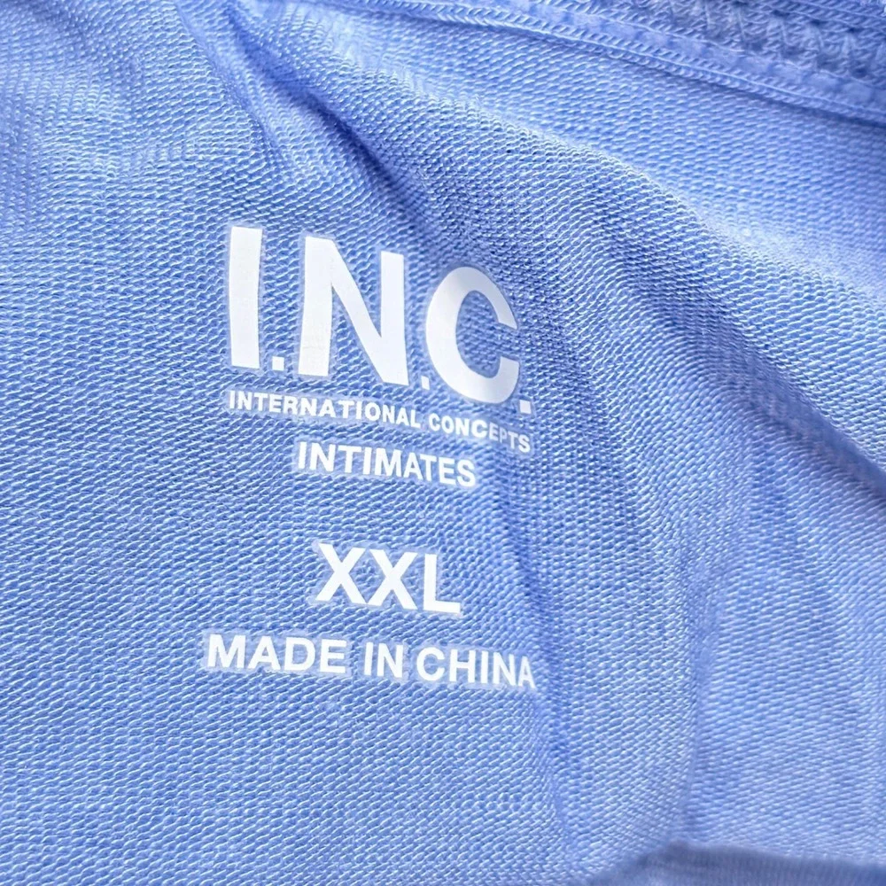 INC International Concept Women Wrap Robe Blue 2XL Lounge Lace Trim Knit NWT